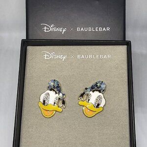 NIB Disney X Baublebar Donald Duck Stud Earrings Rhinestones Enamel